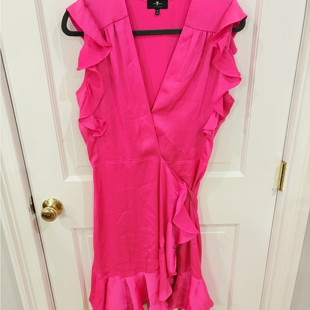 7 For All Mankind Hot Pink V-Neck Dress